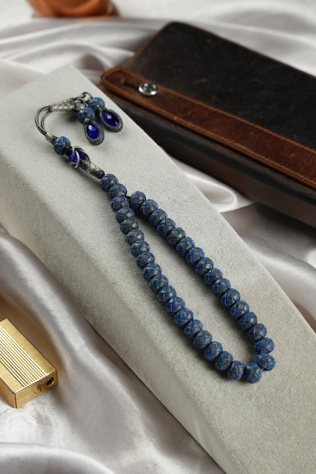 Navy Prayer Beads El Woven