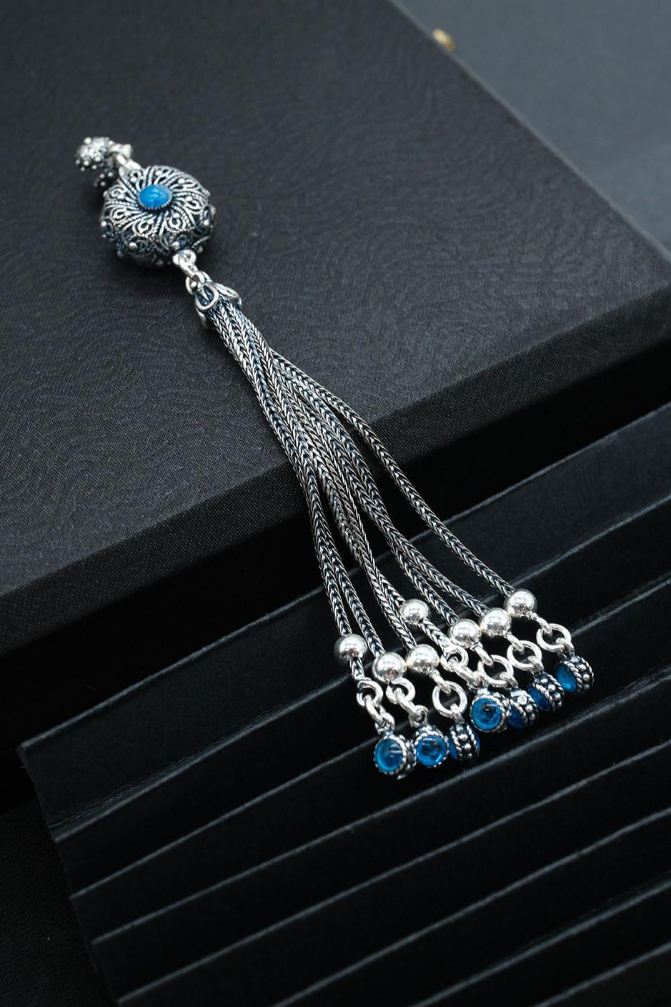 Ottoman Motif Enamel Silver Tassel