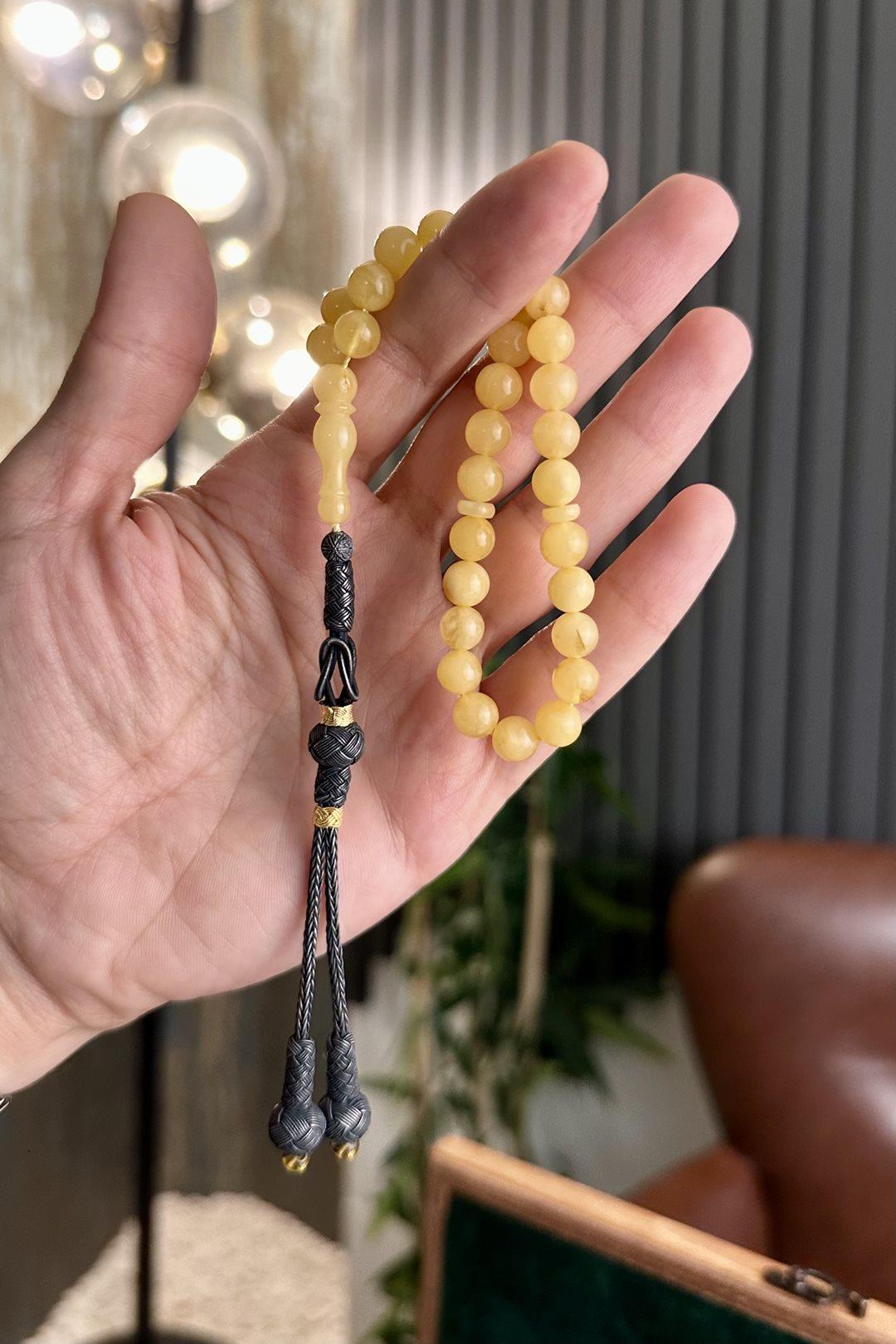 Yellow Drop Amber Prayer Beads Orjinal Amber