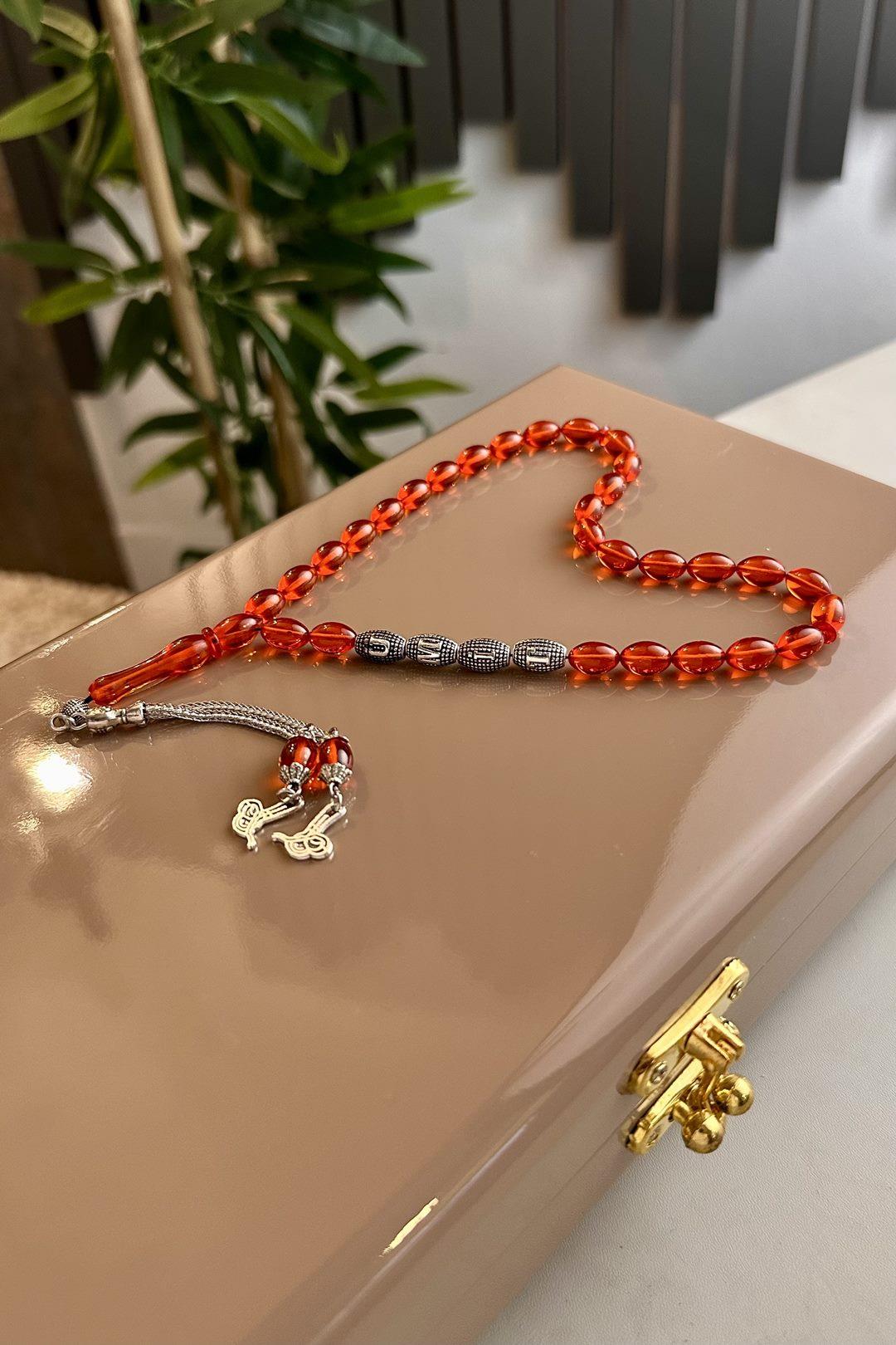 Sevdiklerinize Special Metal Personalized Design Orange Alman Pressed Prayer Beads