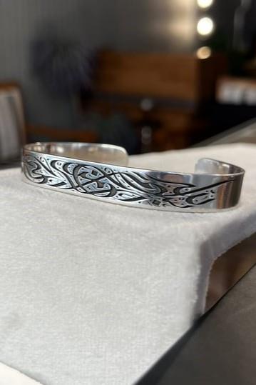 Tamamı Handcrafted Motif Engraved Silver Men's Bracelet