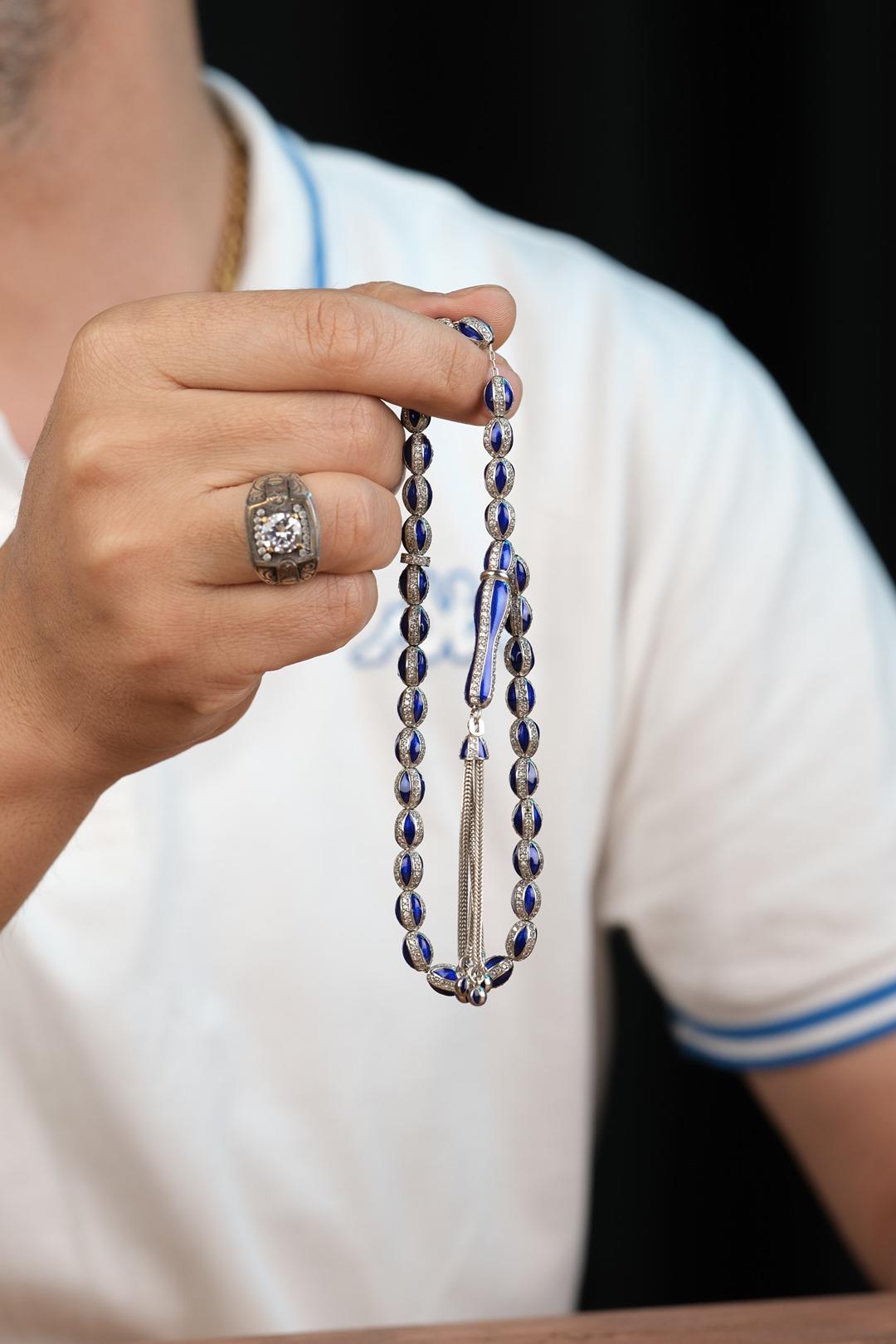 Zircon Stone Prayer Beads Silver