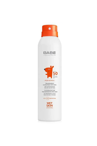 Babe Pediatrik Geniş Spektrum SPF 50 Wet Skin Şeffaf Güneş Spreyi 200 ml | KozmovitalBebek Güneş KremleriBabeBabe Pediatrik Güneş Koruyucu Spf50 Sprey 200ml