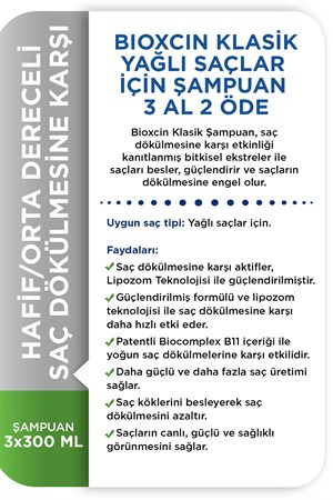 Bioxcin Klasik Yağlı Şampuan 3 Al 2 Öde