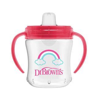 Dr. Browns Silikon ağızlı Alıştırma Bardağı 6ay+ 180 ml Pembe Gökkuşağı desenli
