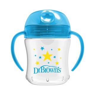 Dr. Browns Silikon ağızlı Alıştırma Bardağı (6m+) 180 ml Mavi Yıldız Desenli