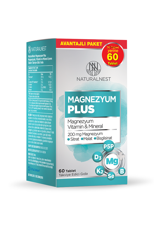 8697595877678 | Naturalnest Magnezyum Plus 60 Tablet | KozmovitalMinerallerNaturalNestNaturalnest Magnezyum Plus 60 Tablet