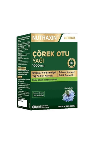 Nutraxin Çörek Otu Yağı 1000mg 60 Kapsül | KozmovitalBitkisel ÜrünlerNutraxinNutraxin Çörek Otu Yağı 1000mg 60 Kapsül