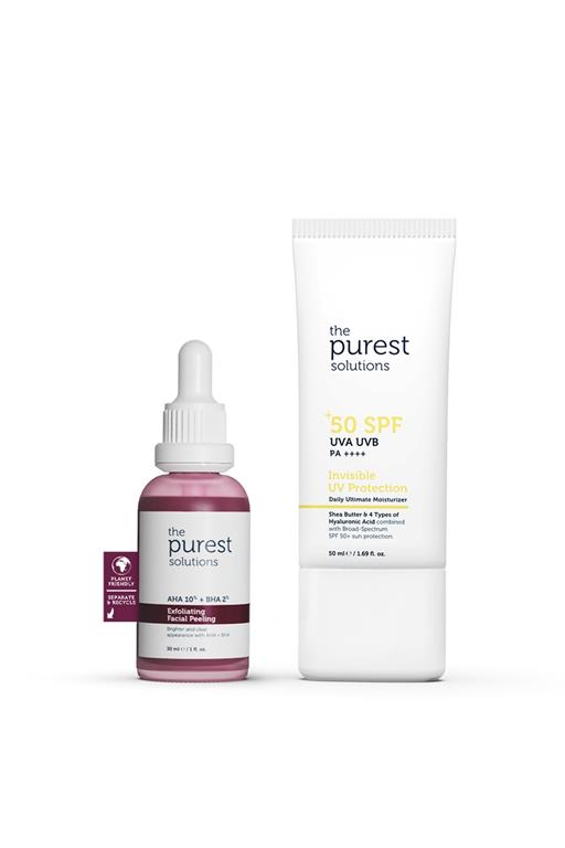 The Purest Solutions Canlandırıcı & Cilt Tonu Eşitleyici Yüz Peeling Serum + SPF+50 Güneş Koruyucu TPS131