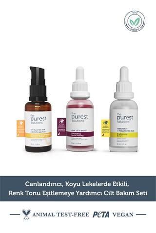 The Purest Solutions Canlandırıcı, Koyu Lekelerde Etkili, Renk Tonu Eşitlemeye Yardımcı Cilt Bakım Seti TPS150