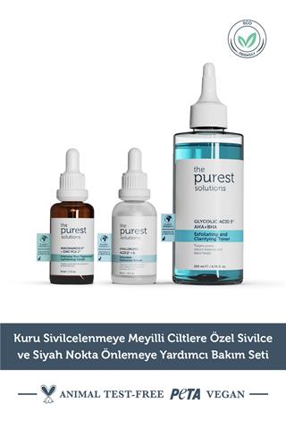 The Purest Solutions Kuru Sivilcelenmeye Meyilli Ciltlere Özel Sivilce ve Siyah Nokta Önlemeye Yardımcı Bakım Seti TPS120
