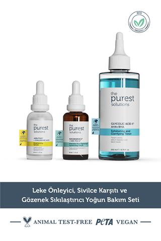 The Purest Solutions Leke Sivilce Önlemeye Yardımcı ve Gözenek Sıkılaştırmayı Hedefleyen Bakım Seti TPS118