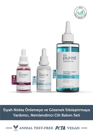 The Purest Solutions Siyah Nokta Önlemeye ve Gözenek Sıkılaştırmaya Yardımcı Nemlendirici Cilt Bakım Seti TPS121