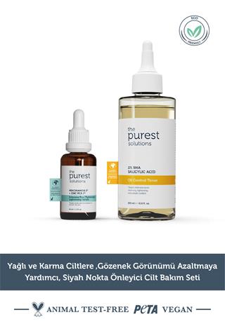 The Purest Solutions Yağlı ve Karma Ciltlere ,Gözenek Görünümü Azaltmaya Yardımcı, Siyah Nokta Önleyici Cilt Bakım Seti TPS136