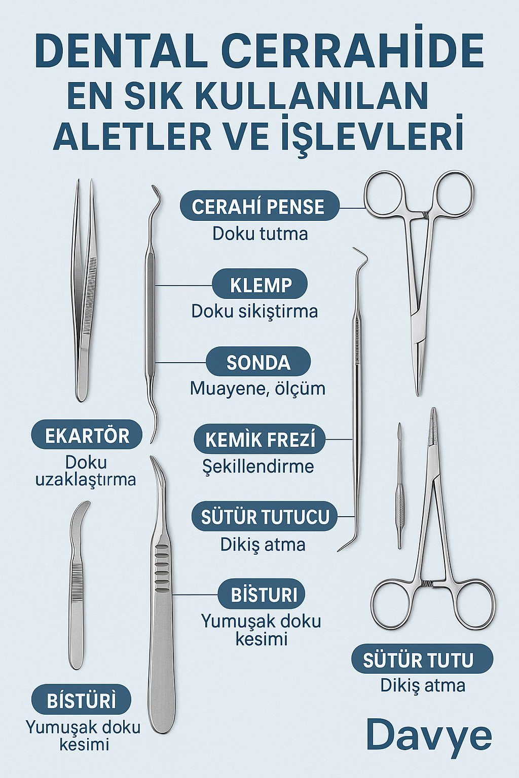 Dental Cerrahide En Sık Kullanılan Aletler ve İşlevleri