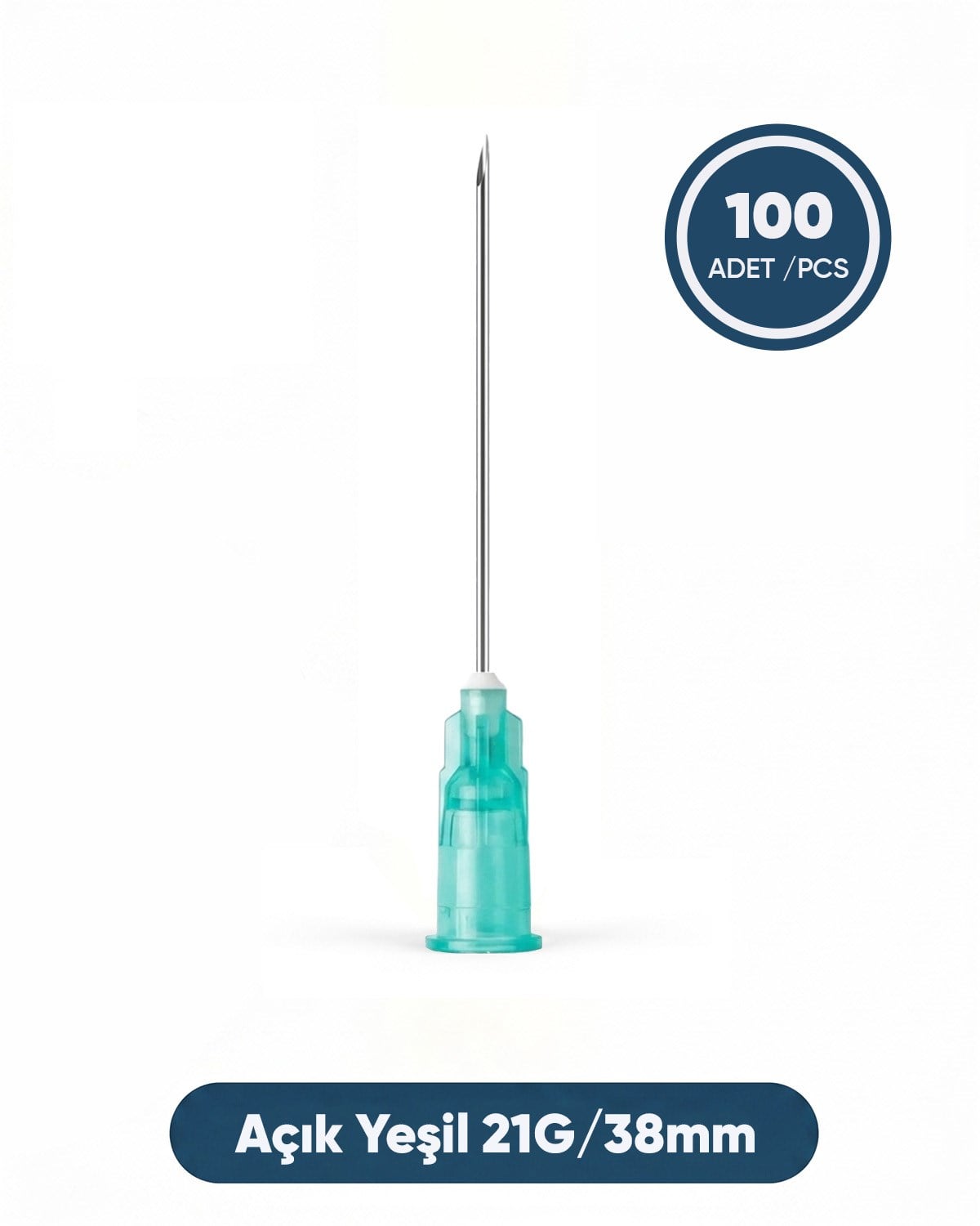 21G (0.82mm.), 38mm,Açık Yeşil Enjektör İğnesi 100 Ad./Pkt.
