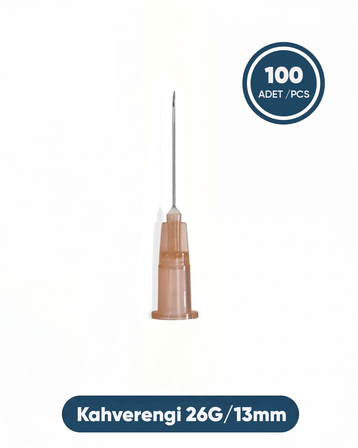 26G (0.82mm.), 13mm,Kahverengi Enjektör İğnesi 100 Ad./Pkt.