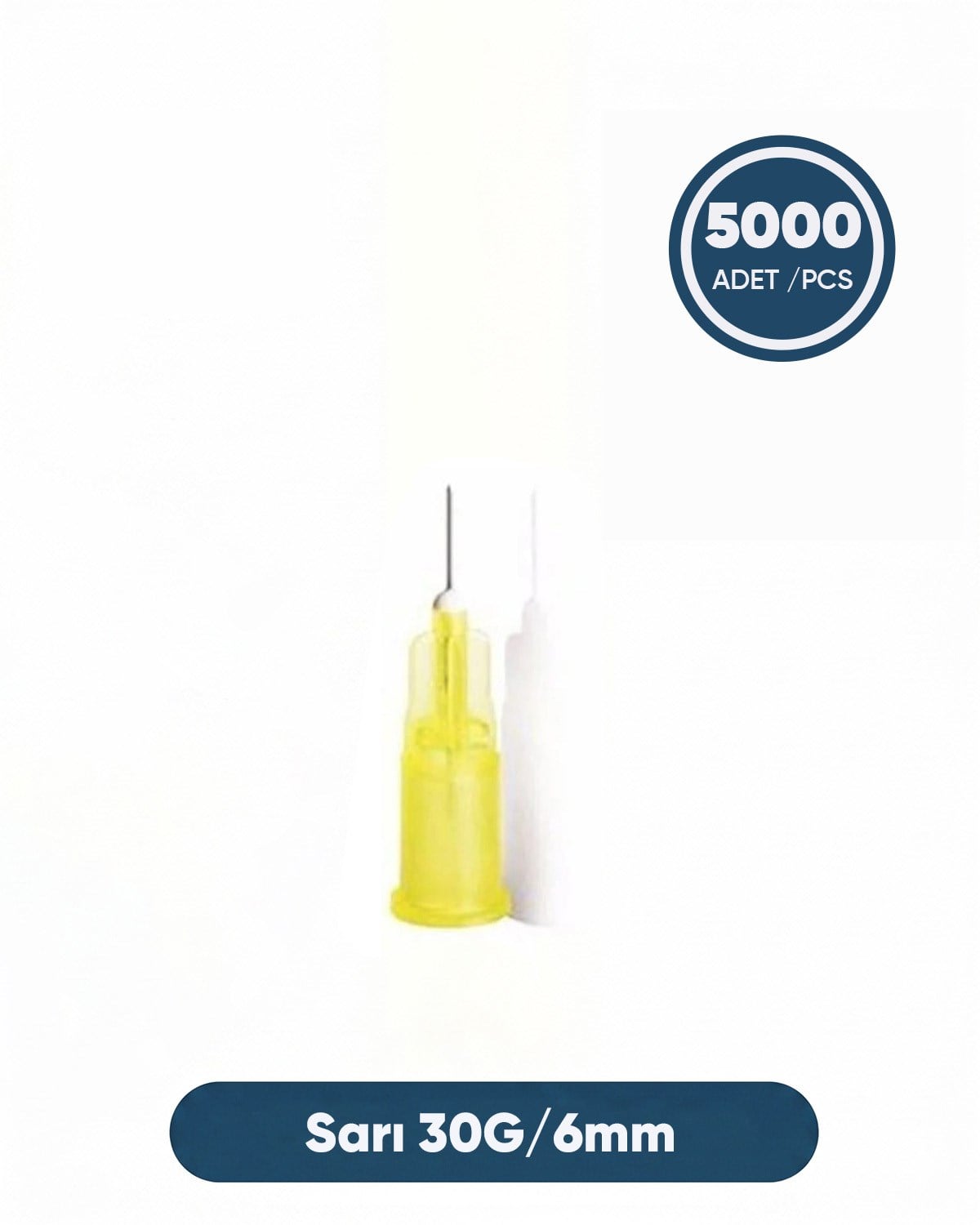 30G (0.3mm.), 6mm,Sarı Enjektör İğnesi, Mezoterapi İğnesi, Botoks İğne Ucu 250 Ad./Kt. (KOLİ:5000Ad.)