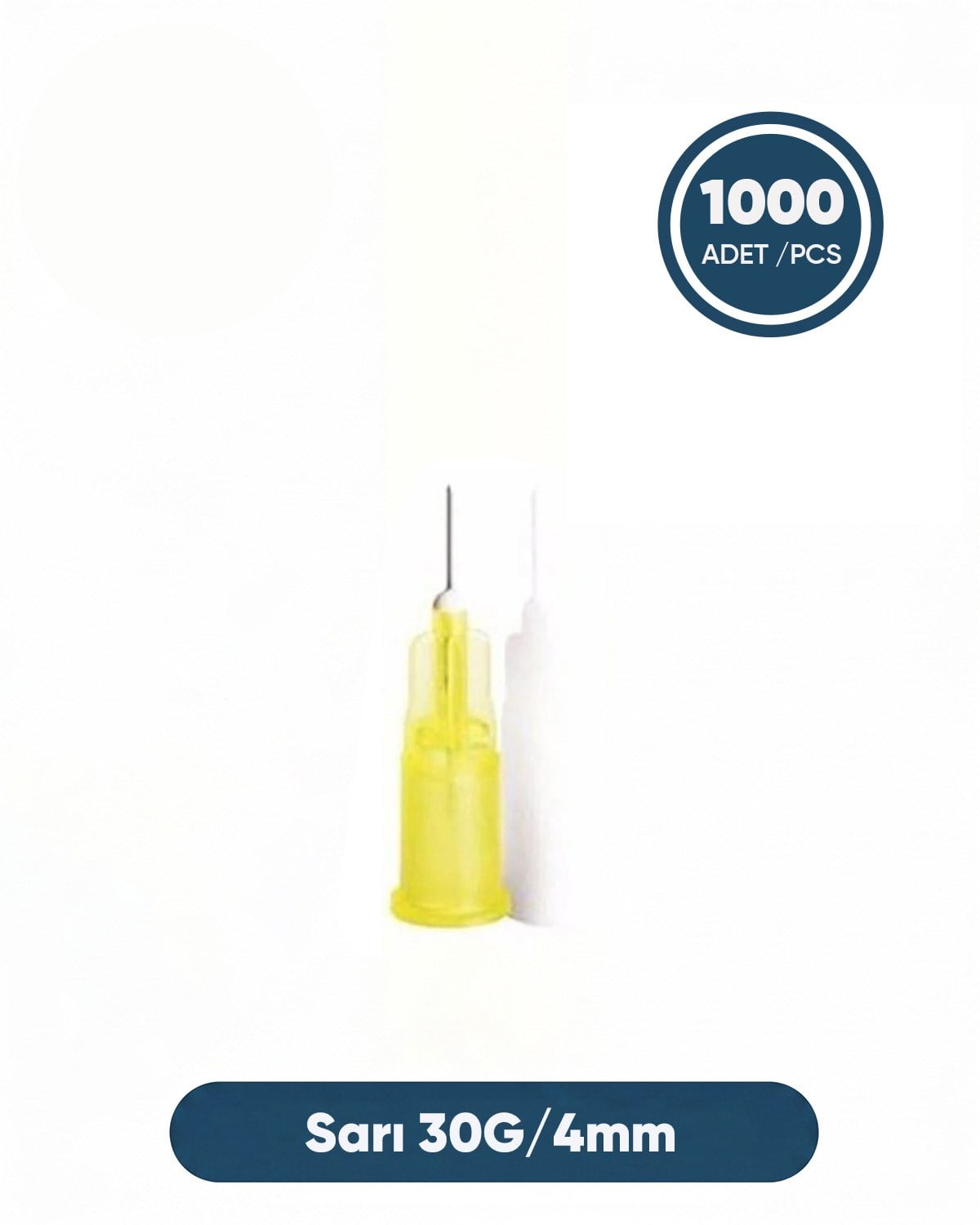 30G (0.82mm.), 4mm,Sarı Enjektör İğnesi 1000 Ad./Pkt.