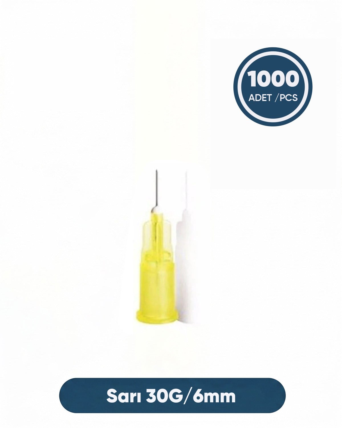 30G (0.82mm.), 6mm,Sarı Enjektör İğnesi 1000 Ad./Pkt.