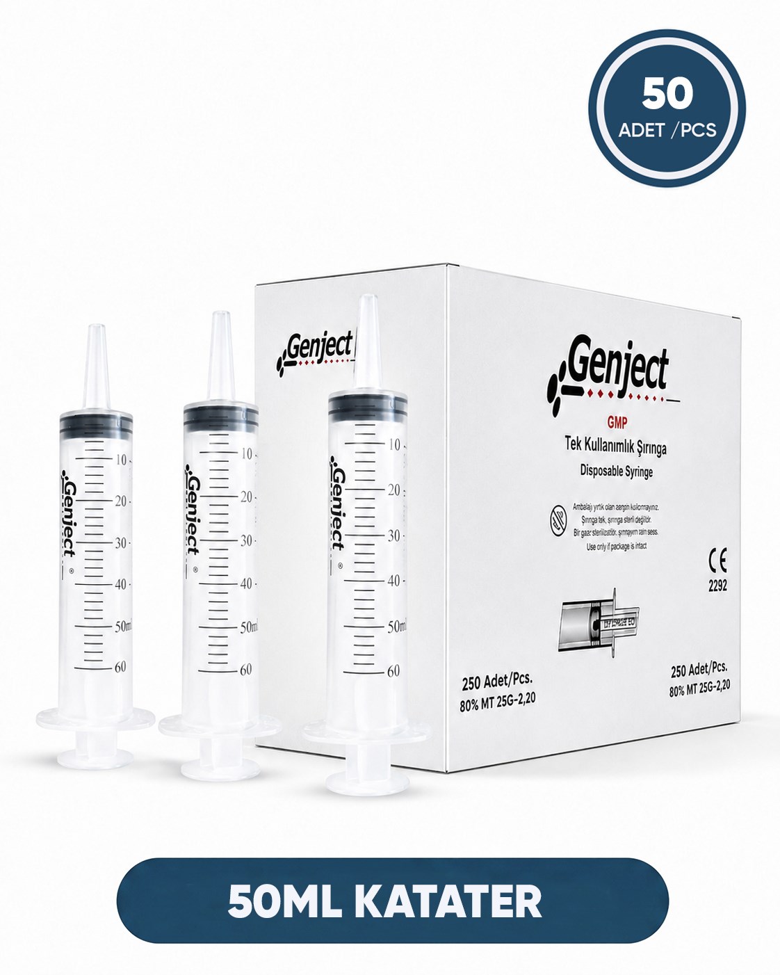 50 ml Katater Enjektörü Gavaj, Hasta ve Bebek Beslenme Enjektörü, Çam Uçlu Beslenme Şırıngası, 50 Ad./Pkt.