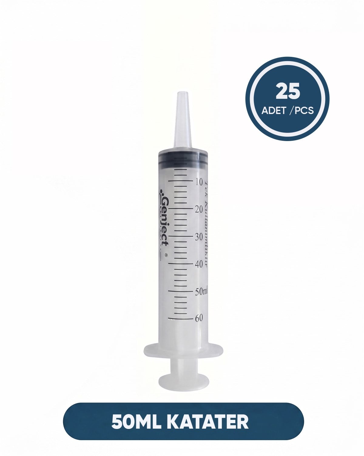 50 ml Katater Enjektörü Gavaj, Hasta ve Bebek Beslenme Enjektörü, Çam Uçlu Beslenme Şırıngası, 25 Ad./Pkt.