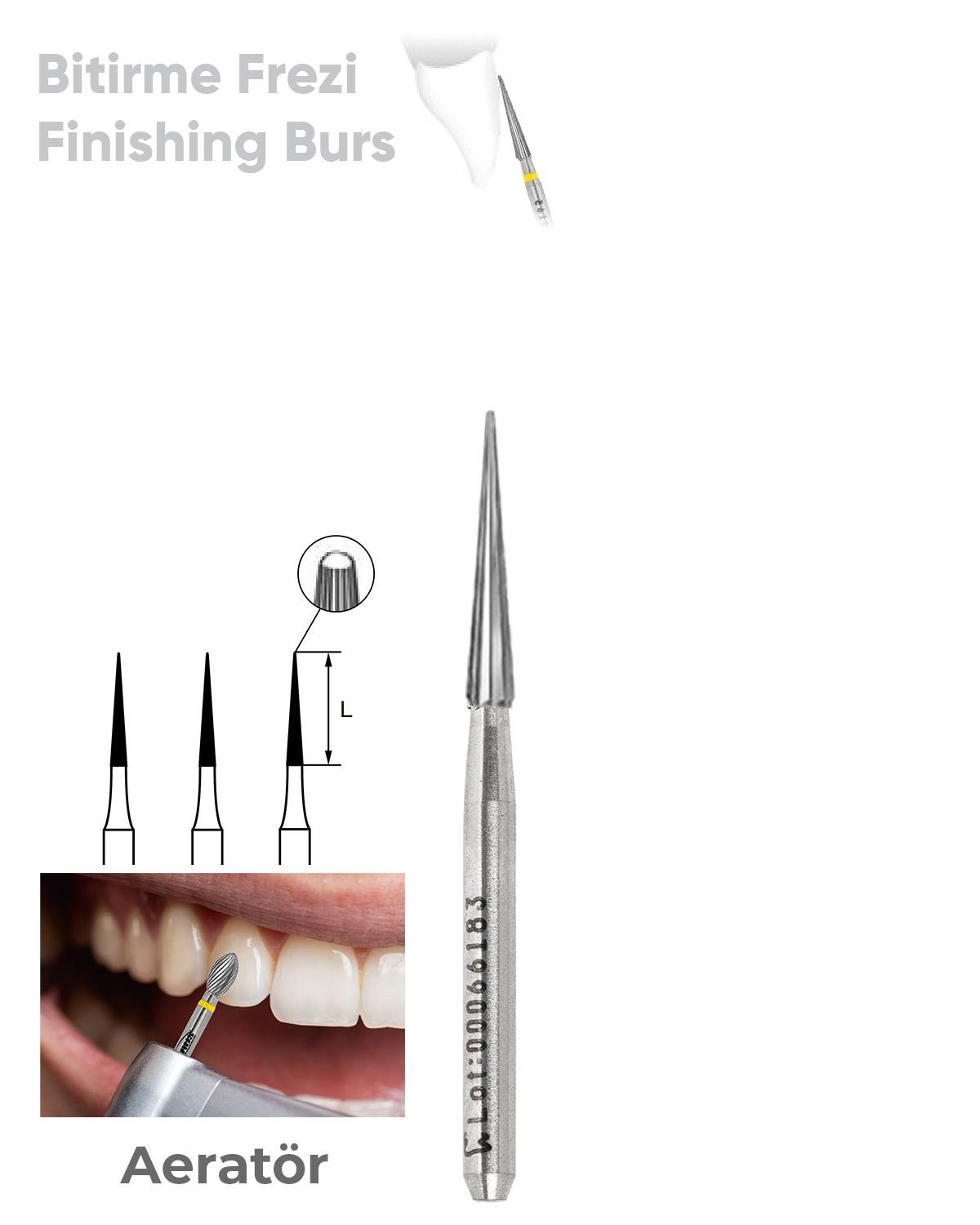 500314166Bos Aeratör Tungsten Karbit Sivri Bitim Konik, Bitirme Frez