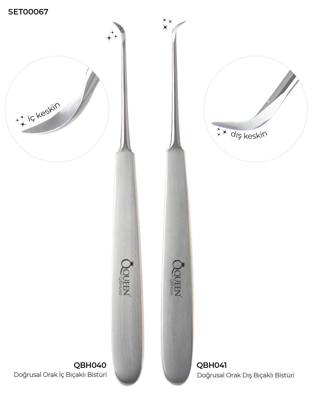 Doğrusal Orak iç , Orak Dış Bistüri Seti 15cm 2 Parça/Pkt