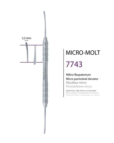 Doğrusal Oval/Oval Periost Elevatörü Micro-Molt 3,2mm/3.2mm 17,5cm
