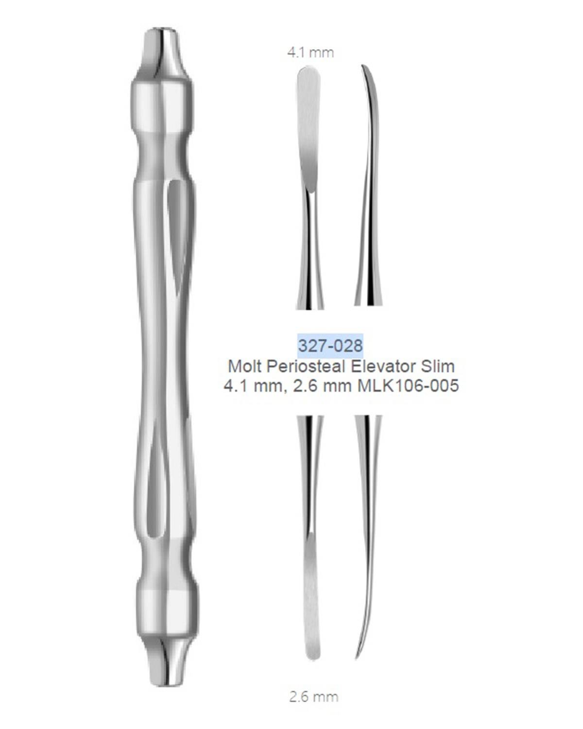 Doğrusal Oval/Oval Periost Elevatörü Molt 2.6mm/4.1mm 18cm
