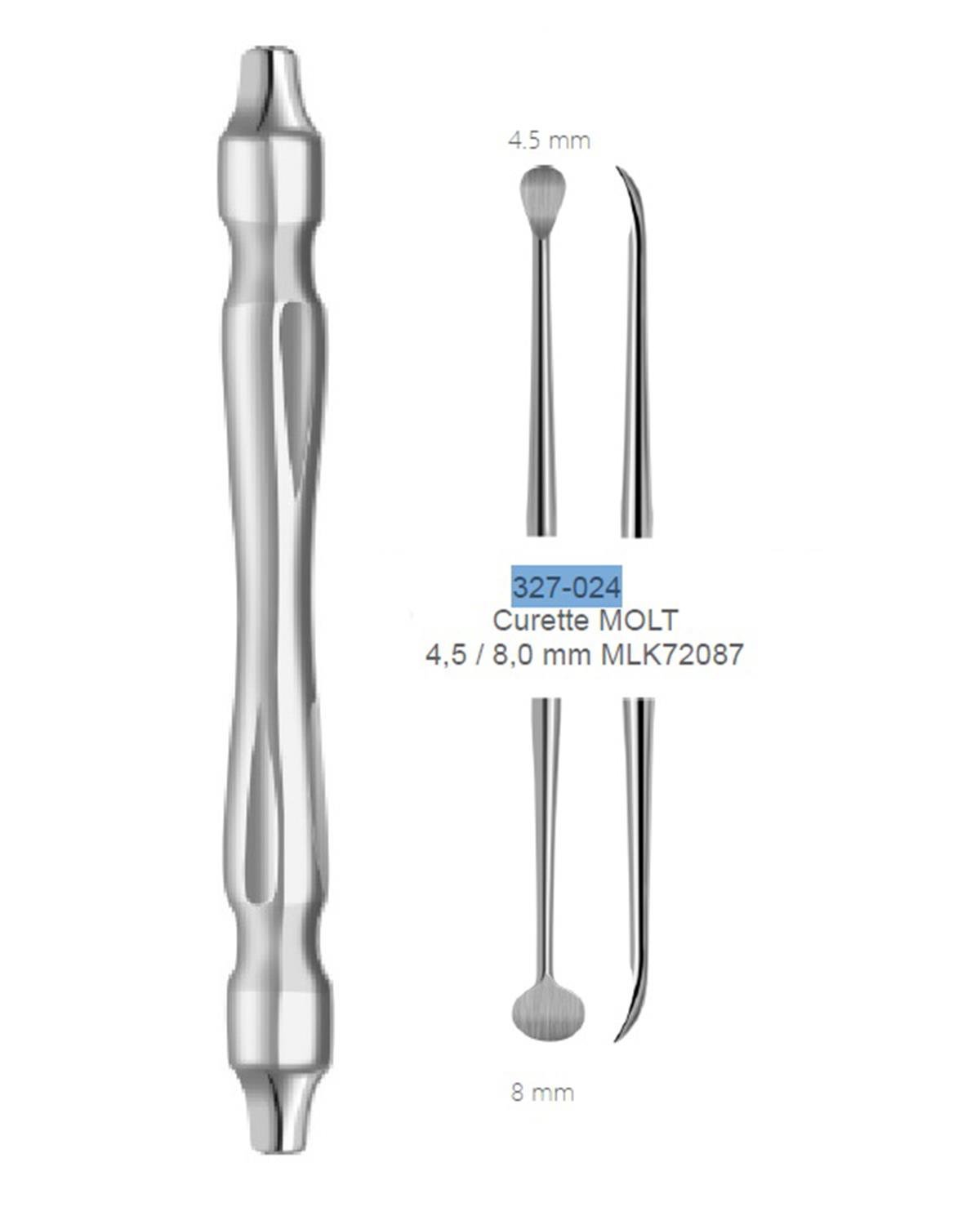 Doğrusal Oval/Oval Periost Elevatörü Molt 4.5mm/8mm 18cm