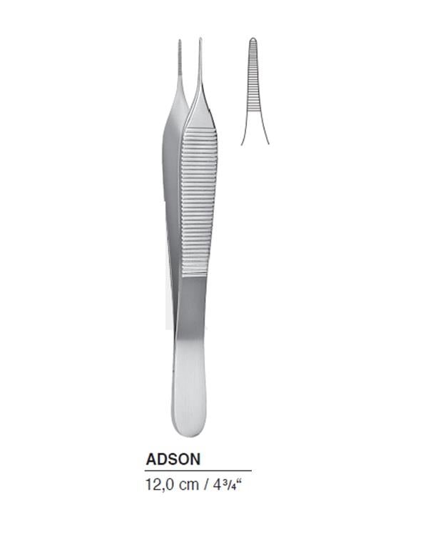 Düz Dişsiz Penset Adson 12cm