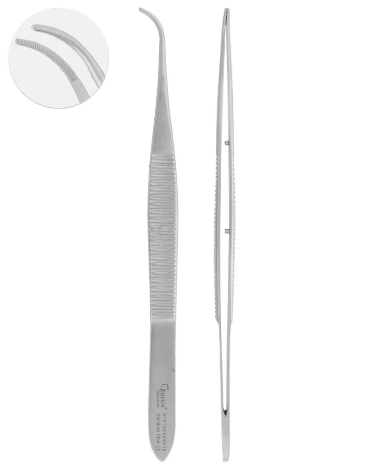 Eğri Dişsiz Penset Micro-Adson 1,3x1mm 15cm