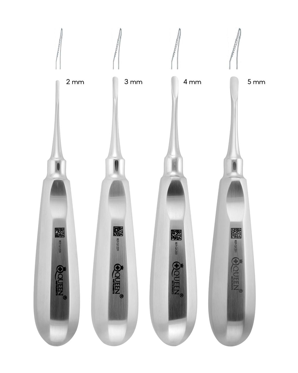 Eğri Lüxatör Elevatör Seti Lüxatör 2/3/4/5mm 15cm 4 Parça/Pkt
