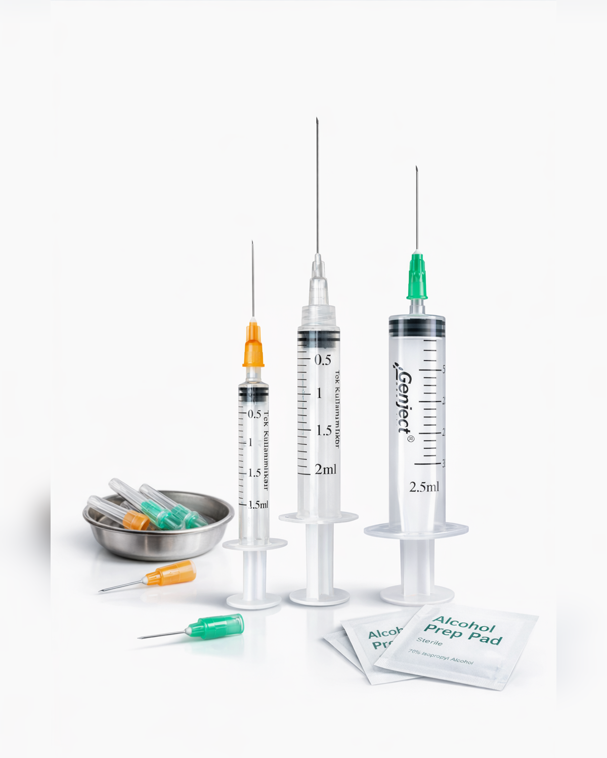 Genject  Kilitsiz (Luer Slip) Enjektör ve İğneler 23G (0-64mm-) 32mm 500- 152MML132