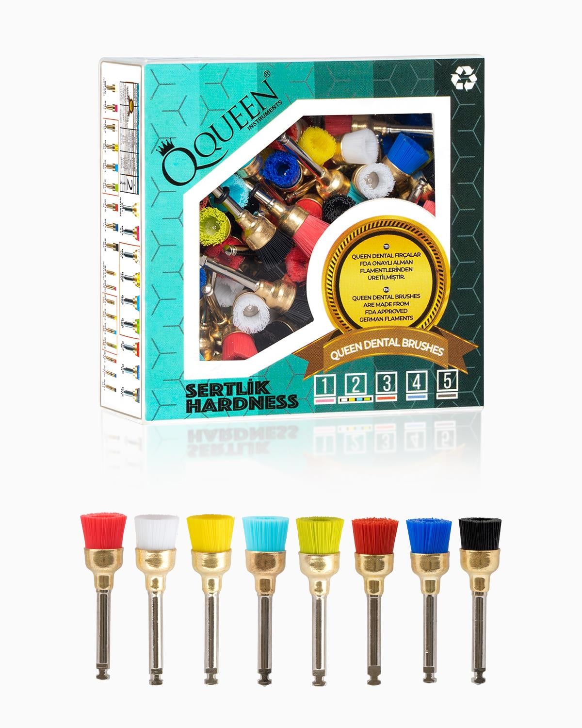 Polisaj Fırçası, Çanaklı Tip, Karısık 8 Renk, 5 Sertlikte , 7mm.