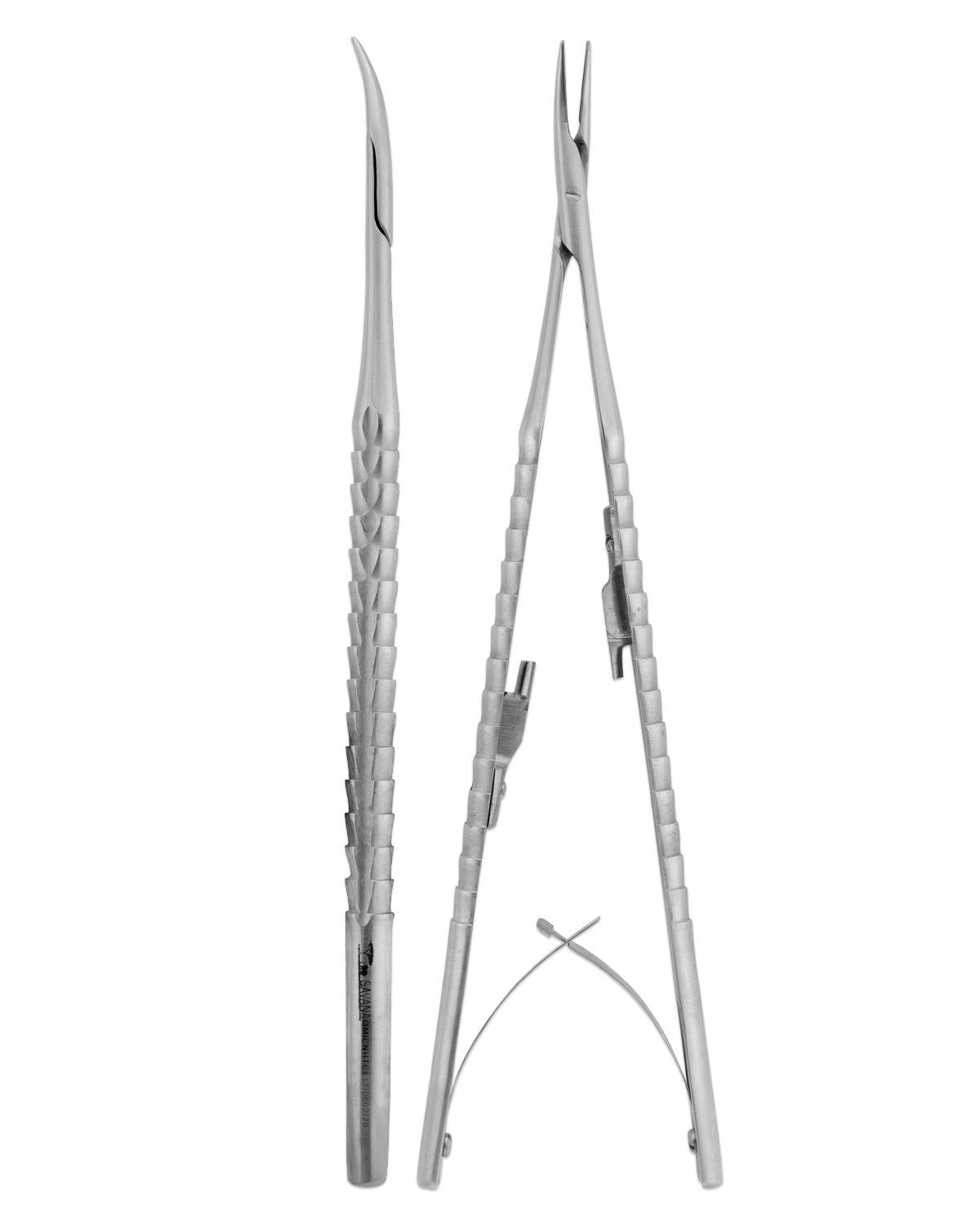 QMICNHTC011 SAVANATC Tungsten Carbide Eğri Mikro Portegü Castroviejo 17cm