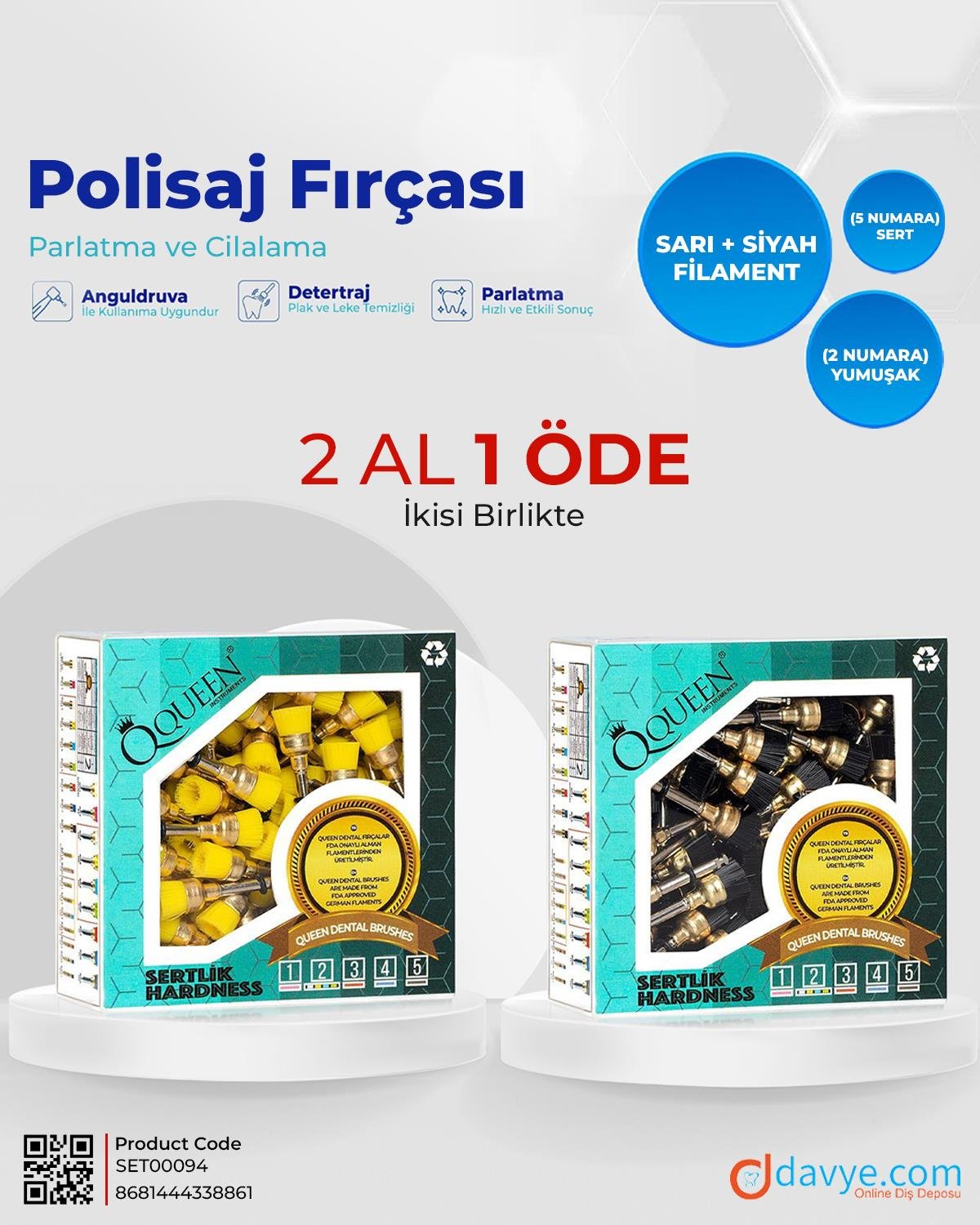 Queen Polisaj Fırçası Yumuşak ve Sert