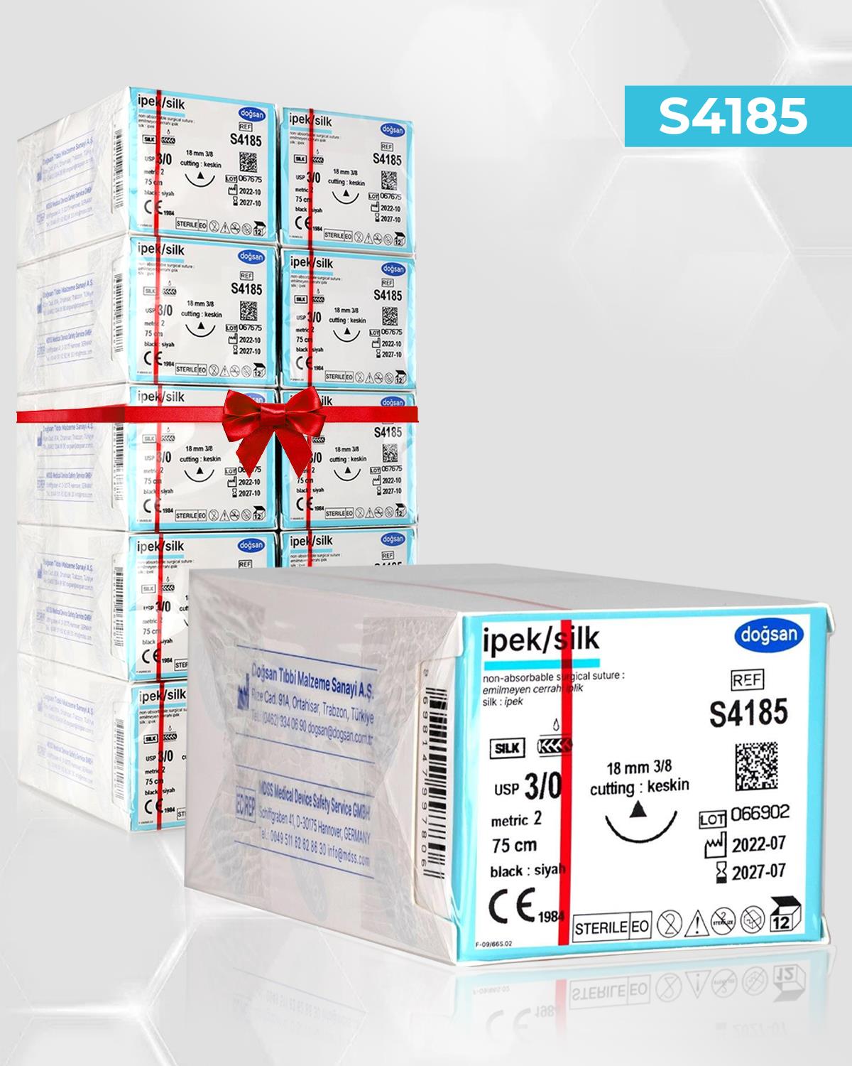 SET00060 İpek 3/0 18 3/8 Keskin (Δ) 75cm İpek Emilemeyen Sütür 10 Kt./Set