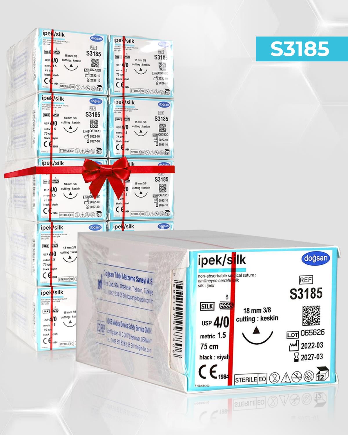 SET00061 İpek 4/0 18 3/8 Keskin (Δ) 75cm İpek Emilemeyen Sütür 10 Kt./Set