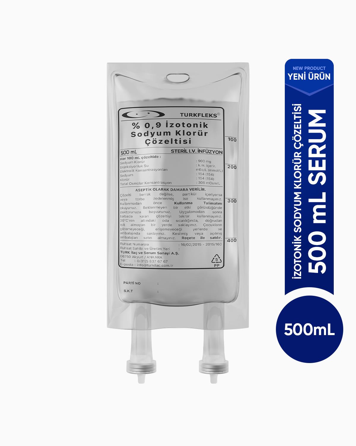 TÜRKFLEKS %0,9 İZOTONİK 500 ML, 1 Ad./Pkt.