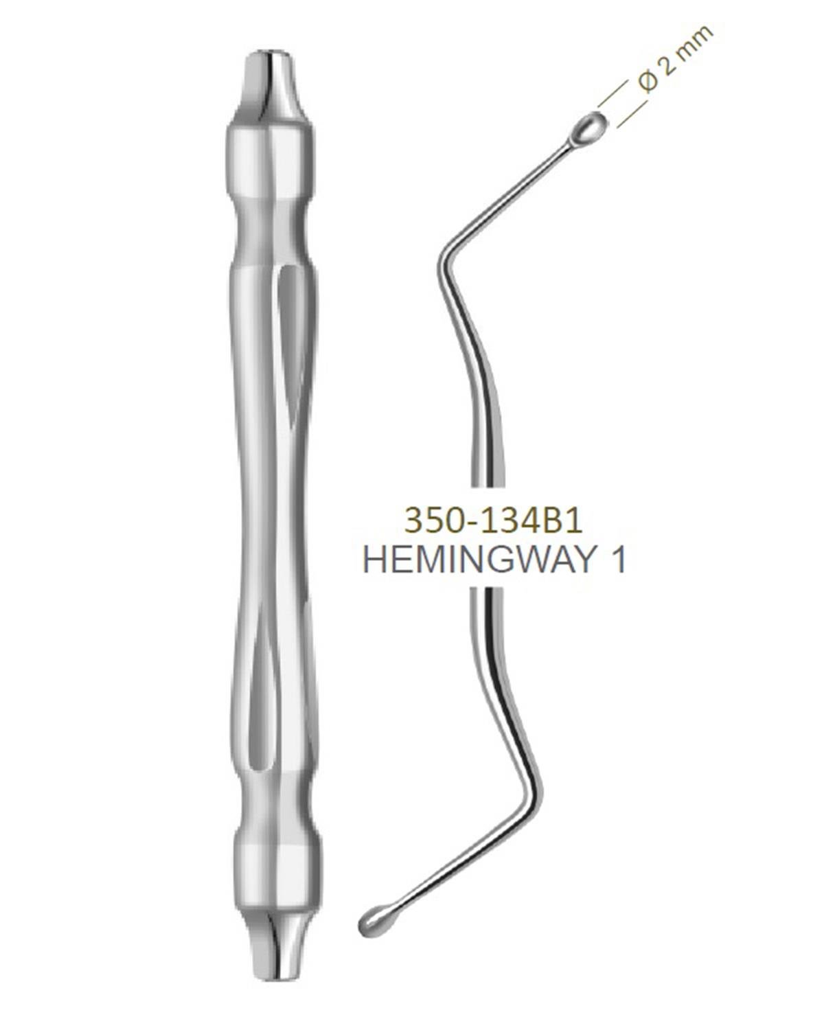 Z Açılı, Kaşık Cerrahi Küret HEMINGWAY 1 2mm 19cm