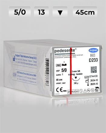 D233 DOĞSAN Pedesente 5/0 13 3/8 Keskin (▼) 75cm PDO Emilebilir Sütür