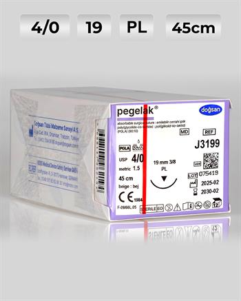 J3199 DOĞSAN Pegelak 4/0 19 3/8 PL 45cm PGLA Emilebilir Sütür 12 Ad./Pkt