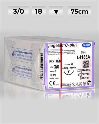 L4183A DOĞSAN Pegelak 3/0 18 3/8 Keskin (▼) 75cm PGLA Emilebilir Sütür 12 Ad./Pkt