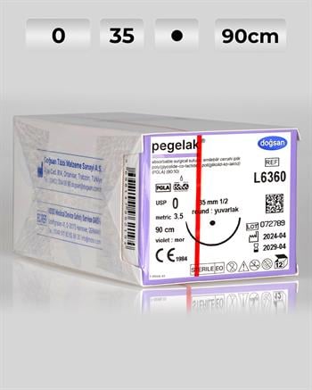 L6360 DOĞSAN Pegelak 0 35 1/2 Yuvarlak (●) 90cm PGLA Emilebilir Sütür 12 Ad./Pkt