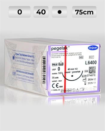 L6400 DOĞSAN Pegelak 0 40 1/2 Yuvarlak (●) 75cm PGLA Emilebilir Sütür 12 Ad./Pkt