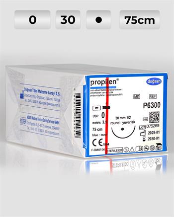 P6300 DOĞSAN Propilen 0 30 1/2 Yuvarlak (●) 75cm Polipropilen Emilemeyen Sütür 12 Ad./Pkt