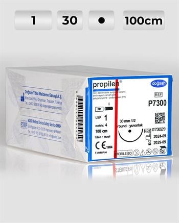 P7300 DOĞSAN Propilen 1 30 1/2 Yuvarlak (●) 100cm Polipropilen Emilemeyen Sütür 12 Ad./Pkt