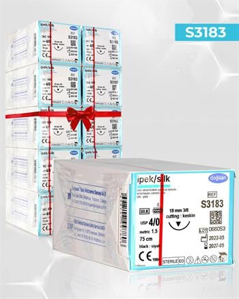 SET00065 İpek 4/0 18 3/8 Keskin (▼) 75cm İpek Emilemeyen Sütür 10 Kt./Set